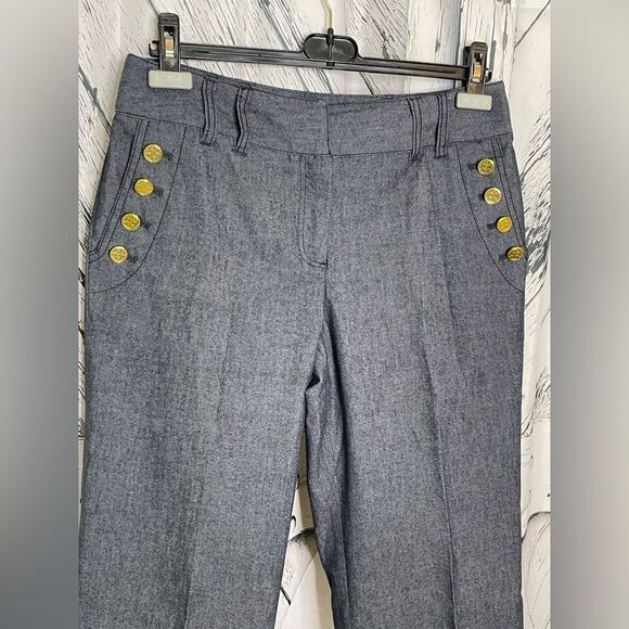 Kenar Dark Blue Denim Trousers with Gold Button Details 8 - Picture 2 of 10